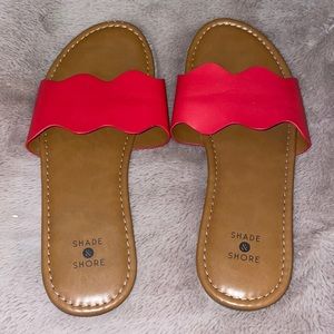 Shade & Shore Red and Tan Sandals